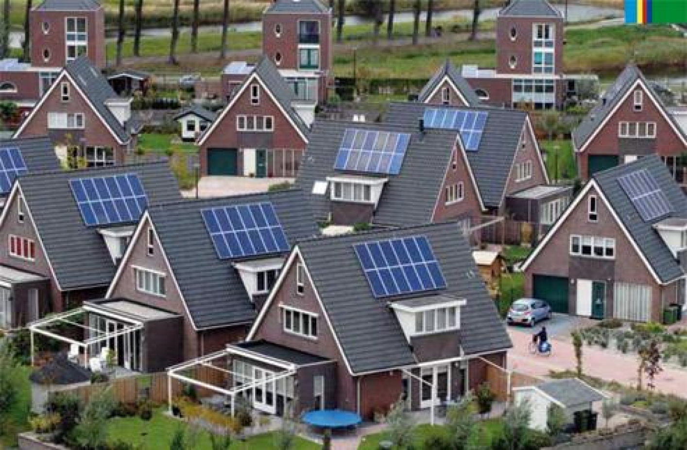 Photo of new houses with solar panels